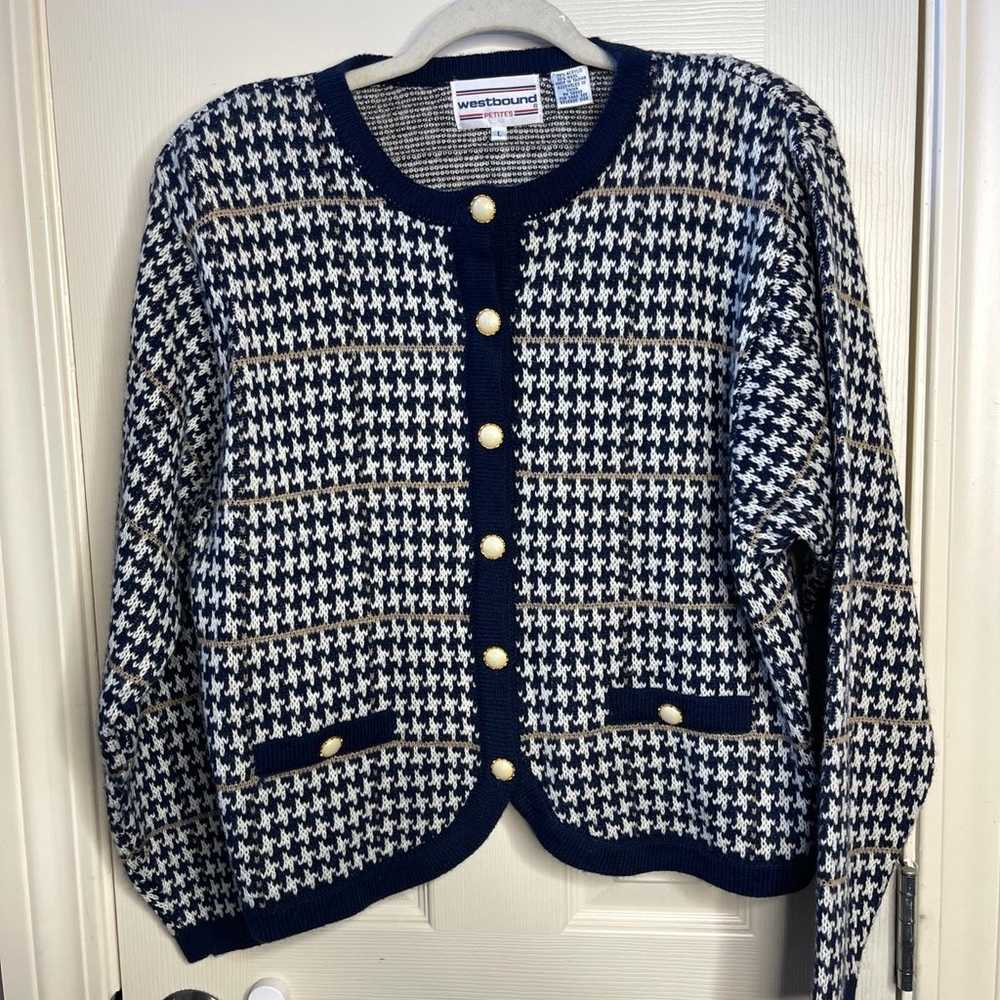 Westbound Houndstooth Cardigan Size Petite Large - image 1