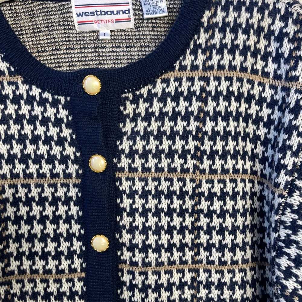 Westbound Houndstooth Cardigan Size Petite Large - image 2