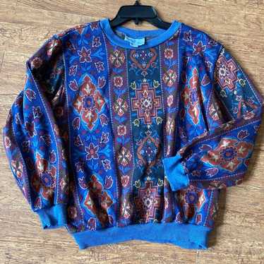 Vintage Womens 1980s Sweatshirt Village Fair Mult… - image 1