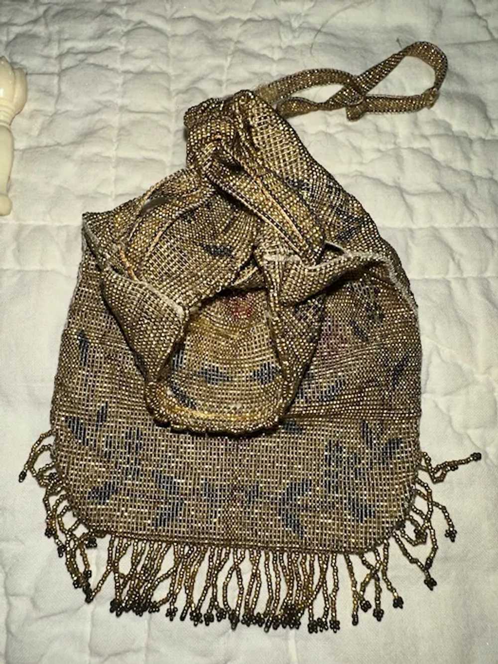 Antique French Micro Beaded Ladies Reticule - image 10