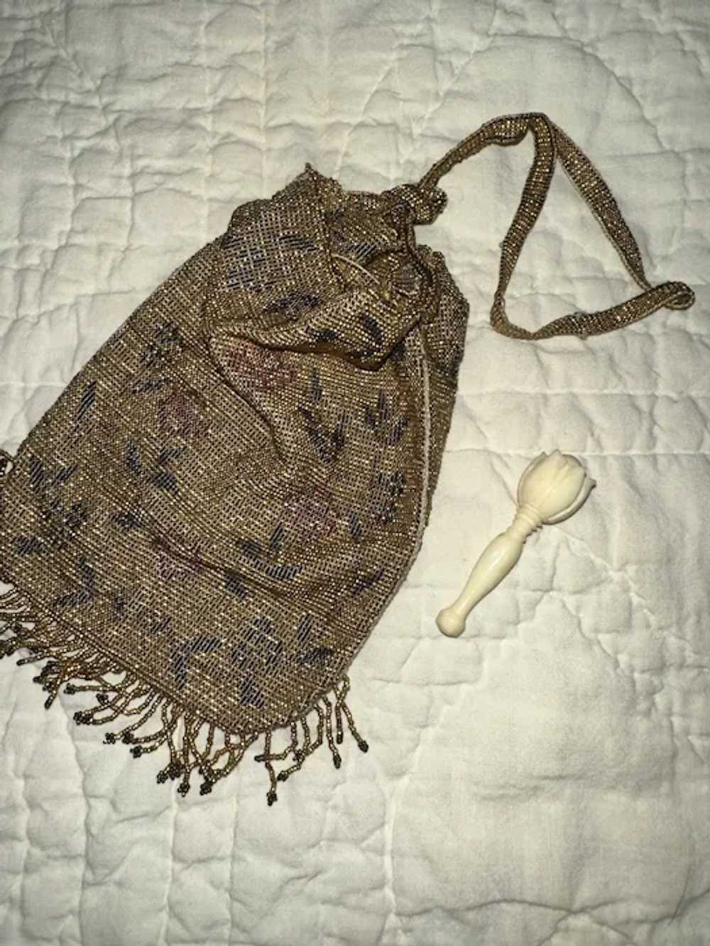 Antique French Micro Beaded Ladies Reticule - image 6