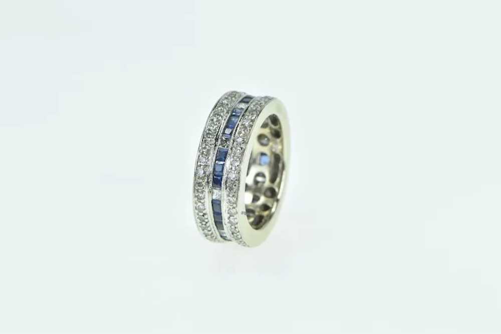 18K 1.30 Ctw Diamond Sapphire Eternity Ring Size … - image 2