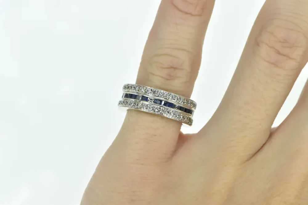 18K 1.30 Ctw Diamond Sapphire Eternity Ring Size … - image 5