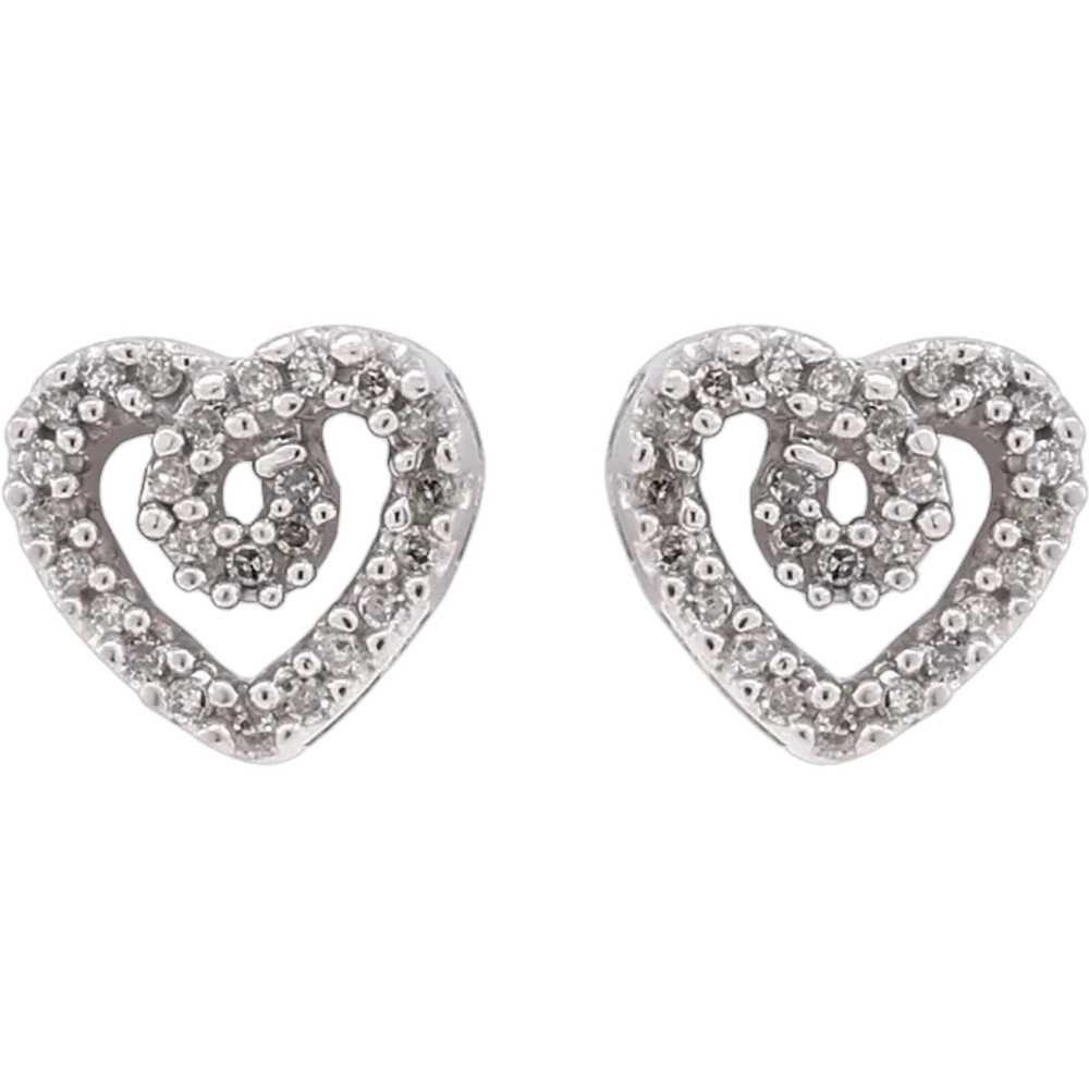 Open Heart Swirl Diamond Stud Earrings 10K White … - image 1