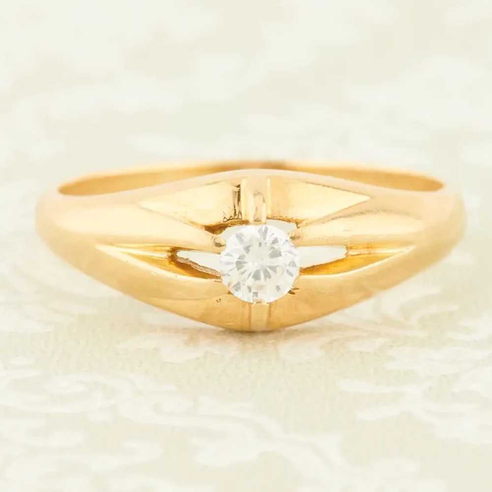 Vintage 18ct Gold Diamond Belcher Gypsy Ring – Si… - image 5