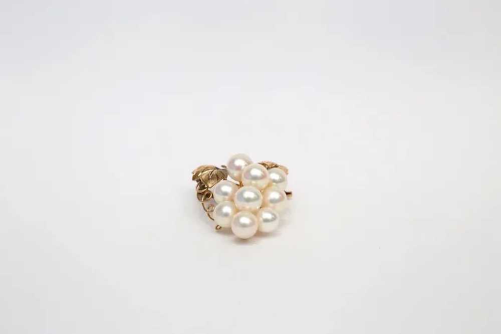 Vintage 14k Gold Pearl Grape Cluster Brooch/Penda… - image 3