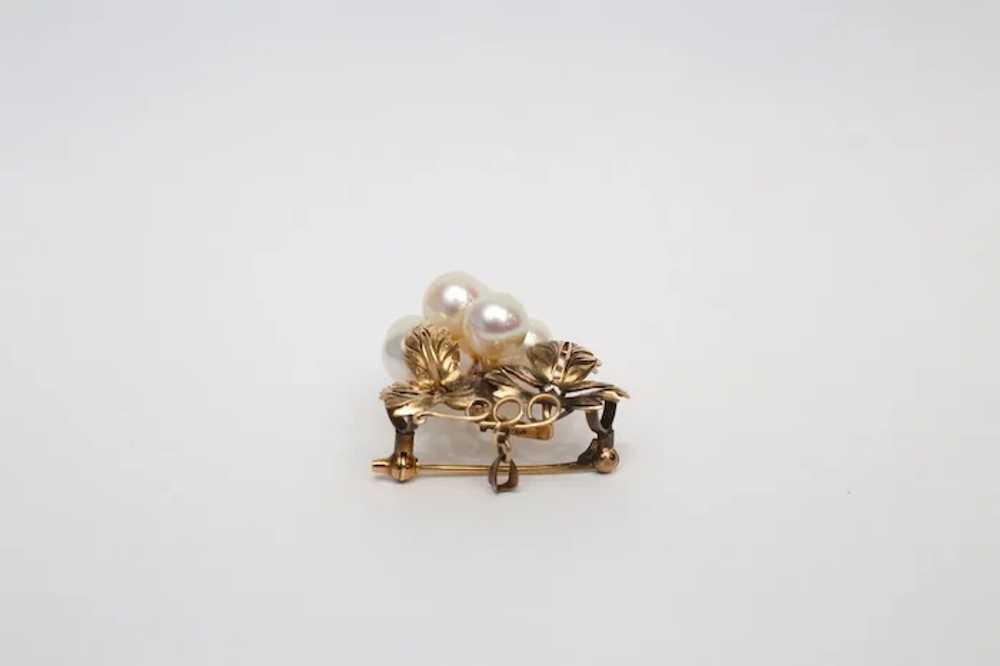 Vintage 14k Gold Pearl Grape Cluster Brooch/Penda… - image 6