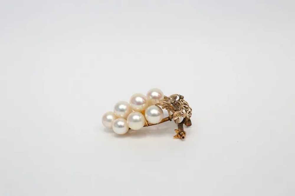 Vintage 14k Gold Pearl Grape Cluster Brooch/Penda… - image 7