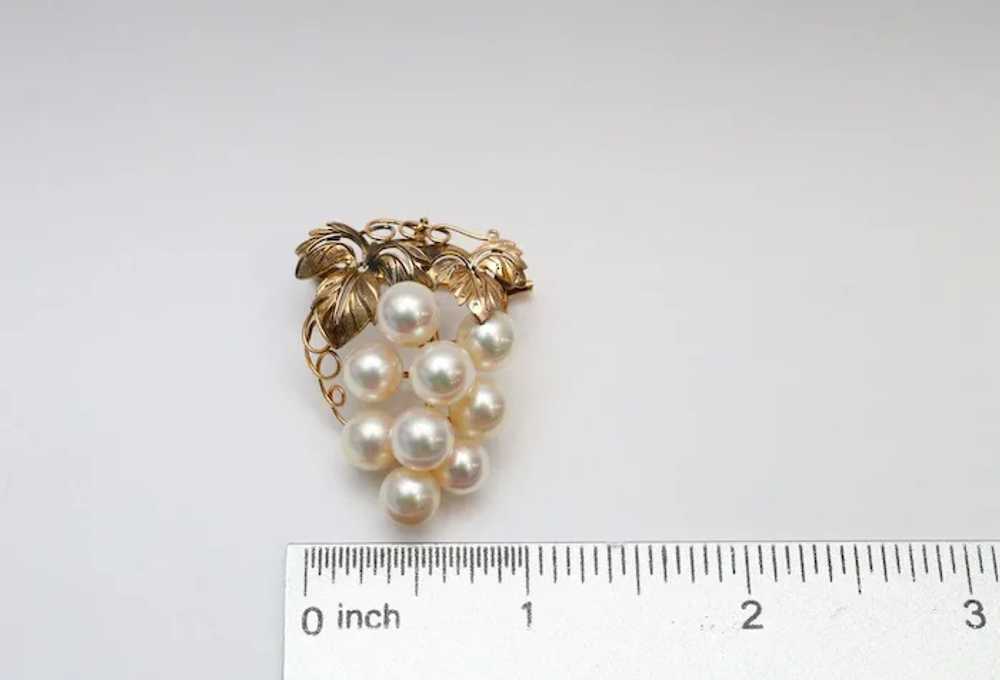 Vintage 14k Gold Pearl Grape Cluster Brooch/Penda… - image 8