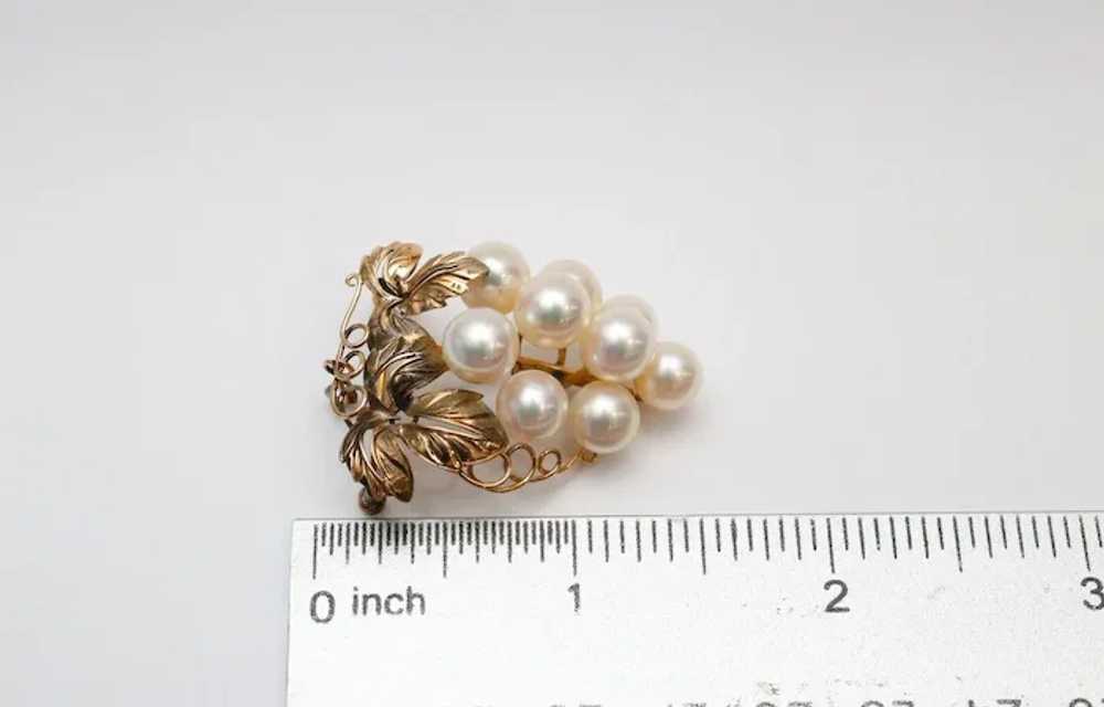 Vintage 14k Gold Pearl Grape Cluster Brooch/Penda… - image 9