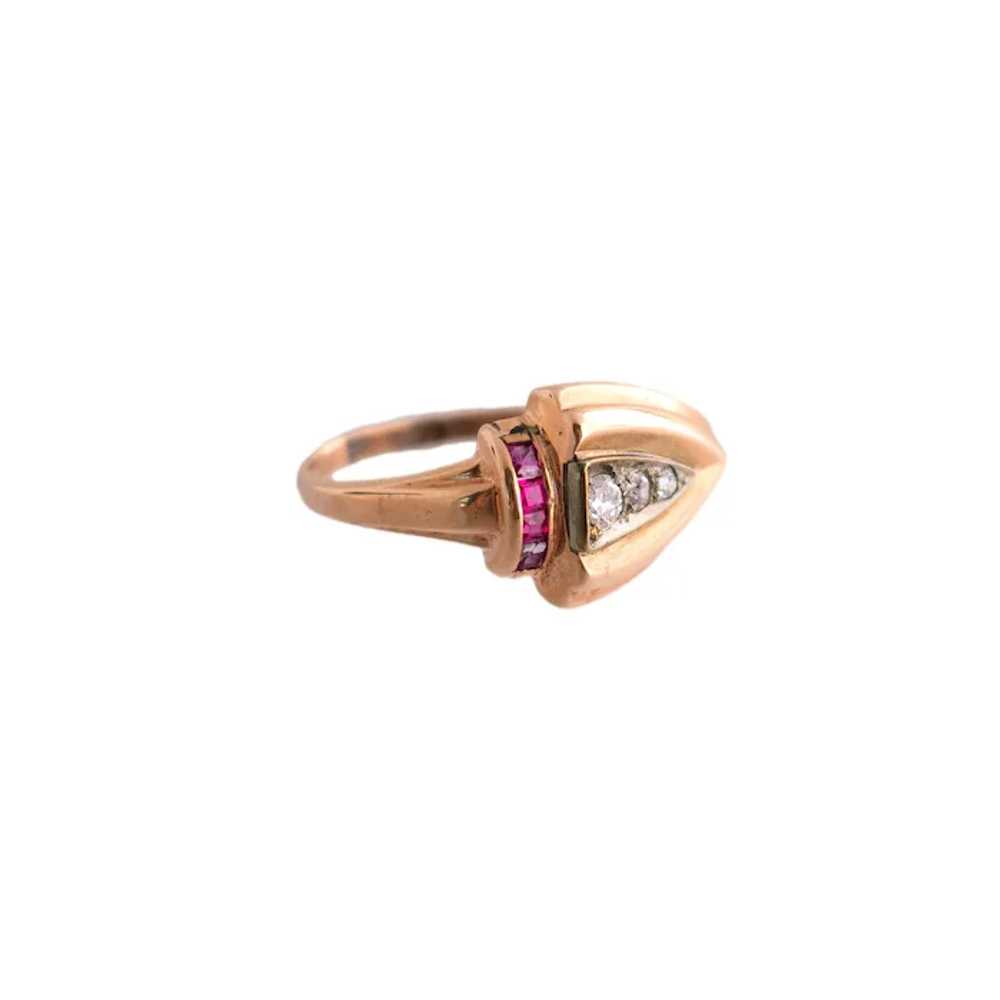 14K Rose Gold Retro Ring - image 2