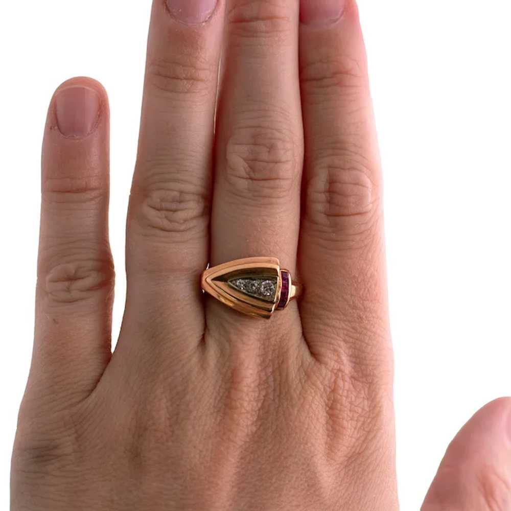 14K Rose Gold Retro Ring - image 4