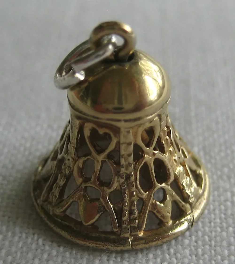 Wells Sterling Silver Bell Charm with Gold Finish - image 10