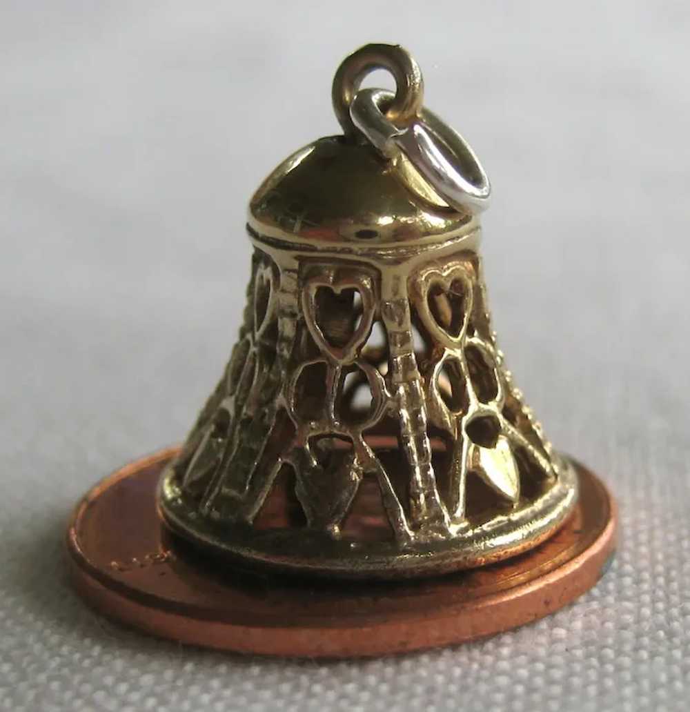 Wells Sterling Silver Bell Charm with Gold Finish - image 2