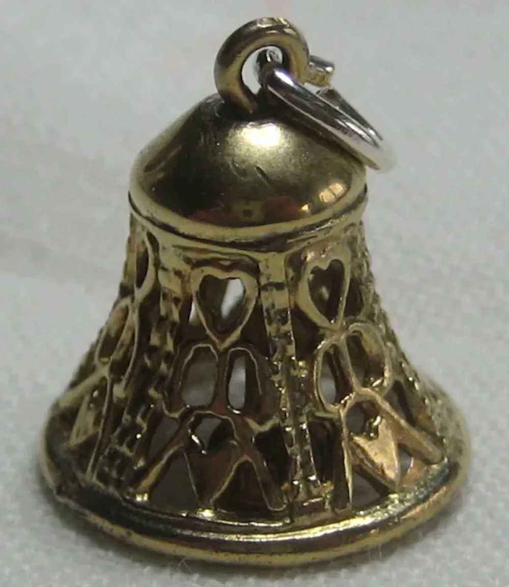 Wells Sterling Silver Bell Charm with Gold Finish - image 3