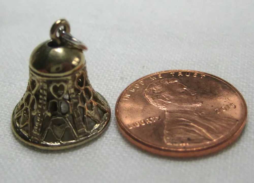 Wells Sterling Silver Bell Charm with Gold Finish - image 9