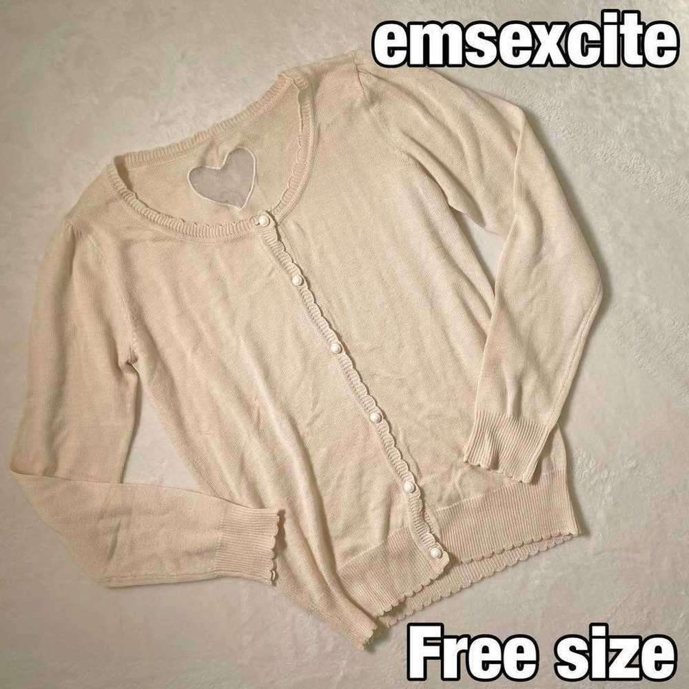 【emsexcite】Knit cardigan with heart embroidery & … - image 1