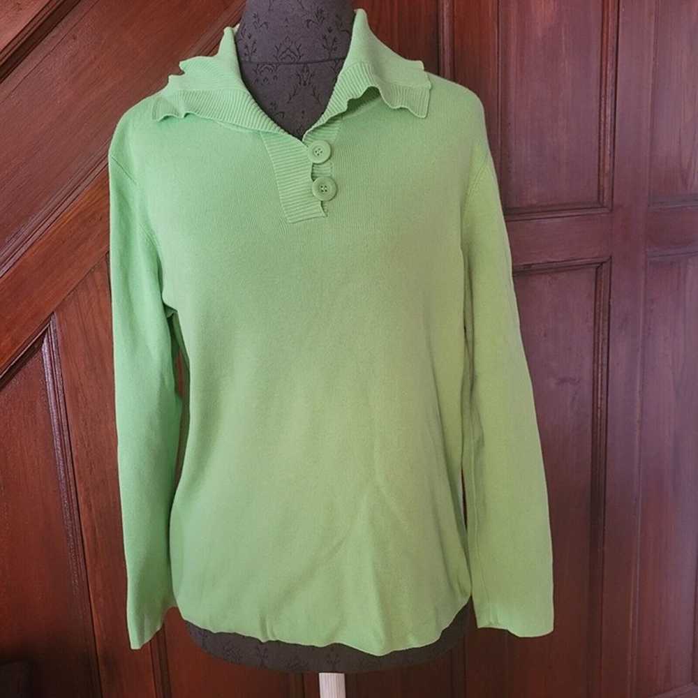 Vintage TALBOTS lime green Cotton blend knit long… - image 1