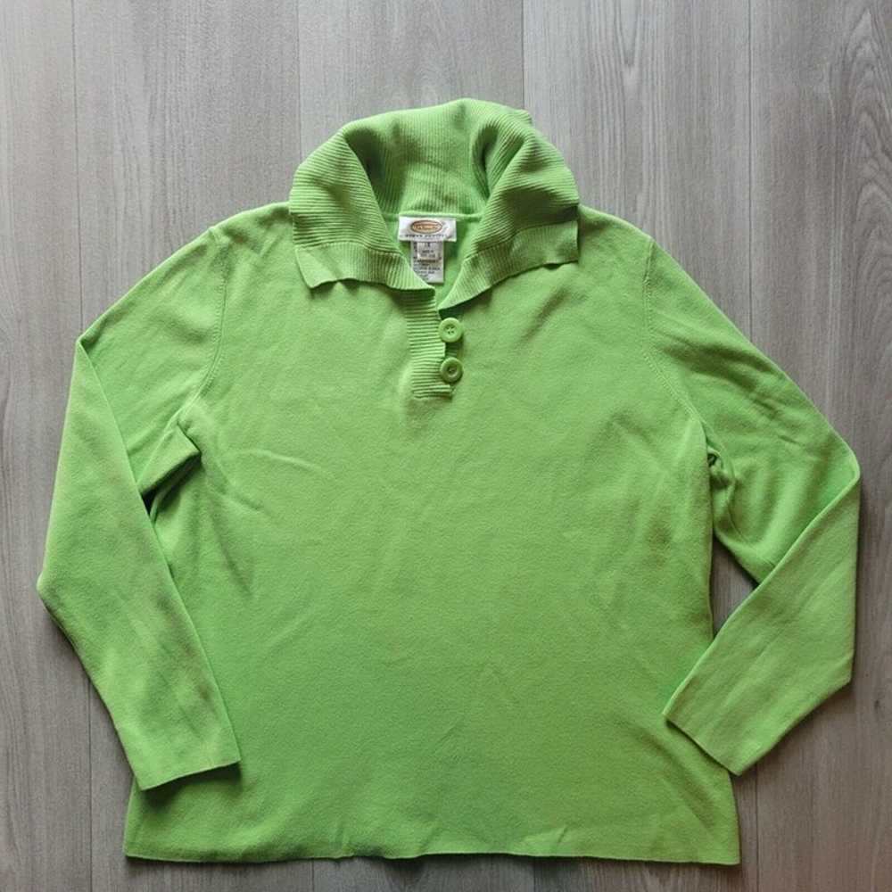 Vintage TALBOTS lime green Cotton blend knit long… - image 2