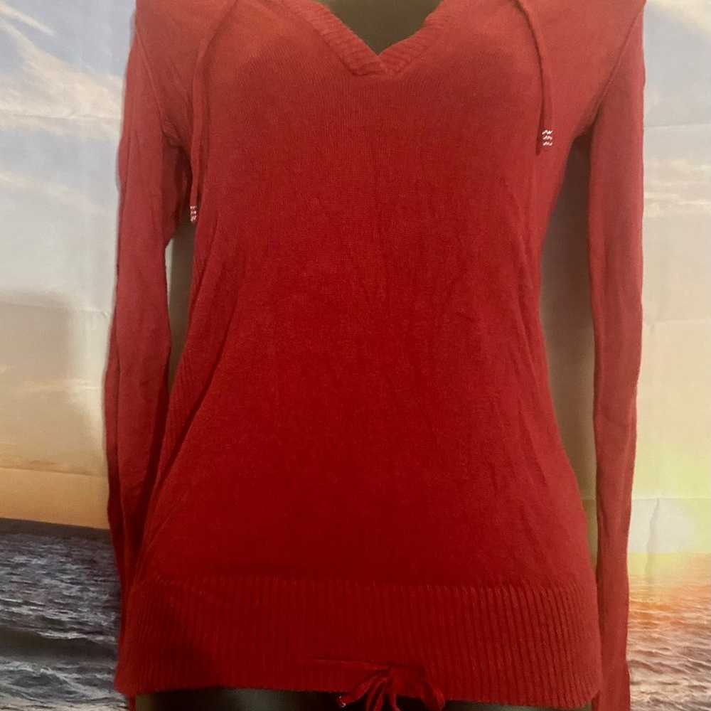 Vintage Women’s American Eagle Red V-Neck Hooded … - image 4