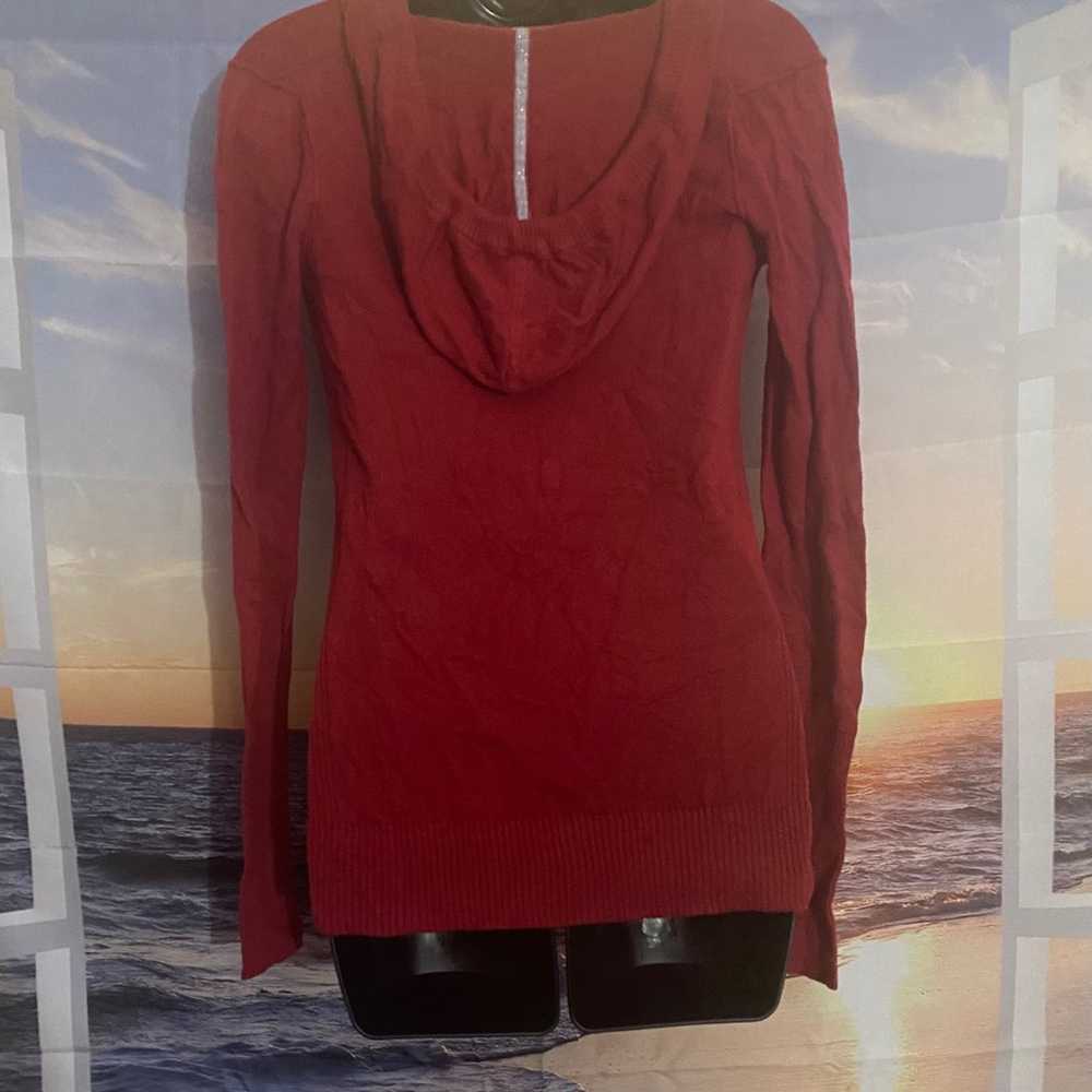 Vintage Women’s American Eagle Red V-Neck Hooded … - image 5