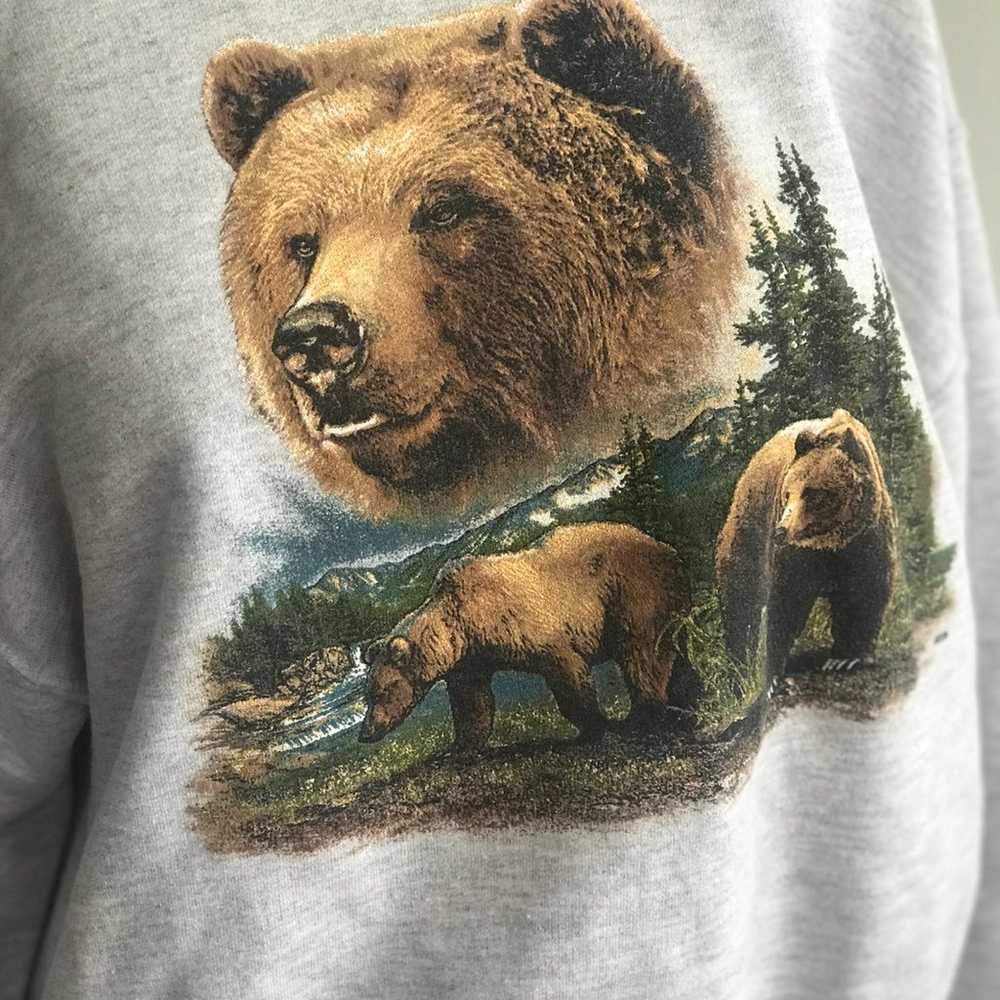 Vtg Wm Bear Reverse Button Sweatshirt - image 3