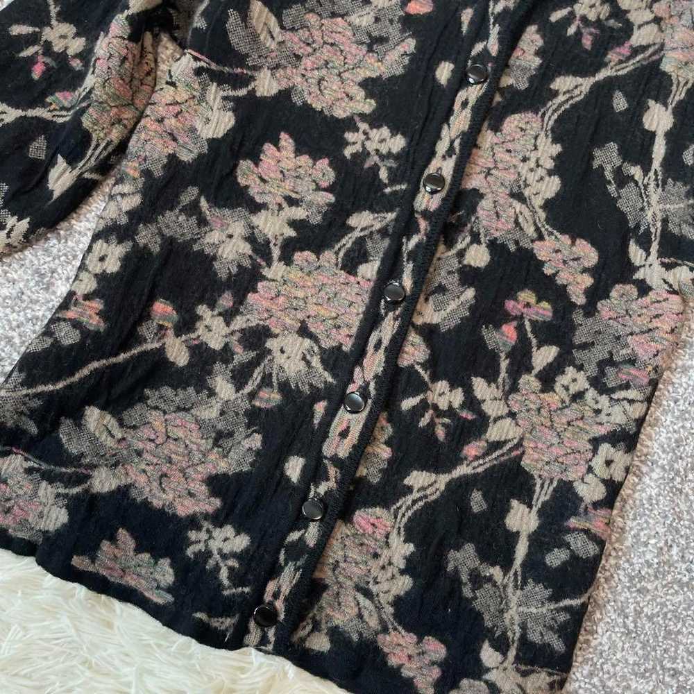 Tur fan Cardigan Black Floral U Neck Thick Long S… - image 3