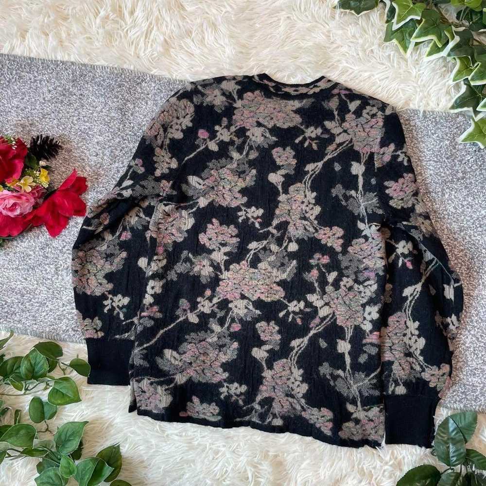 Tur fan Cardigan Black Floral U Neck Thick Long S… - image 7