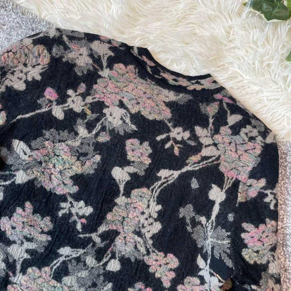 Tur fan Cardigan Black Floral U Neck Thick Long S… - image 8