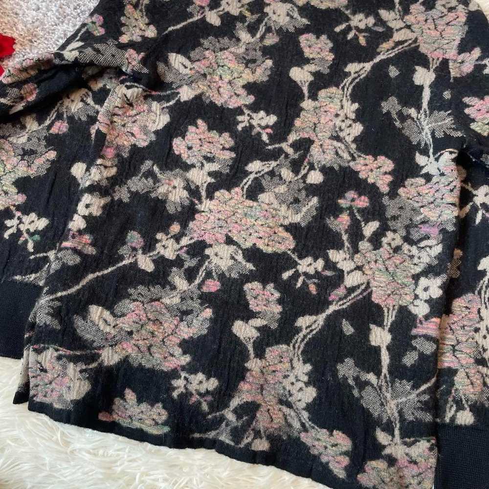 Tur fan Cardigan Black Floral U Neck Thick Long S… - image 9