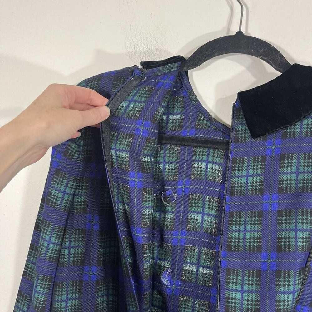 Vintage Talbots Blue Green Tartan Plaid Dress Bla… - image 10