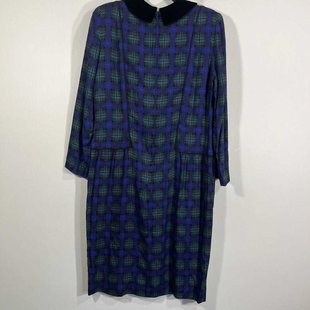 Vintage Talbots Blue Green Tartan Plaid Dress Bla… - image 8