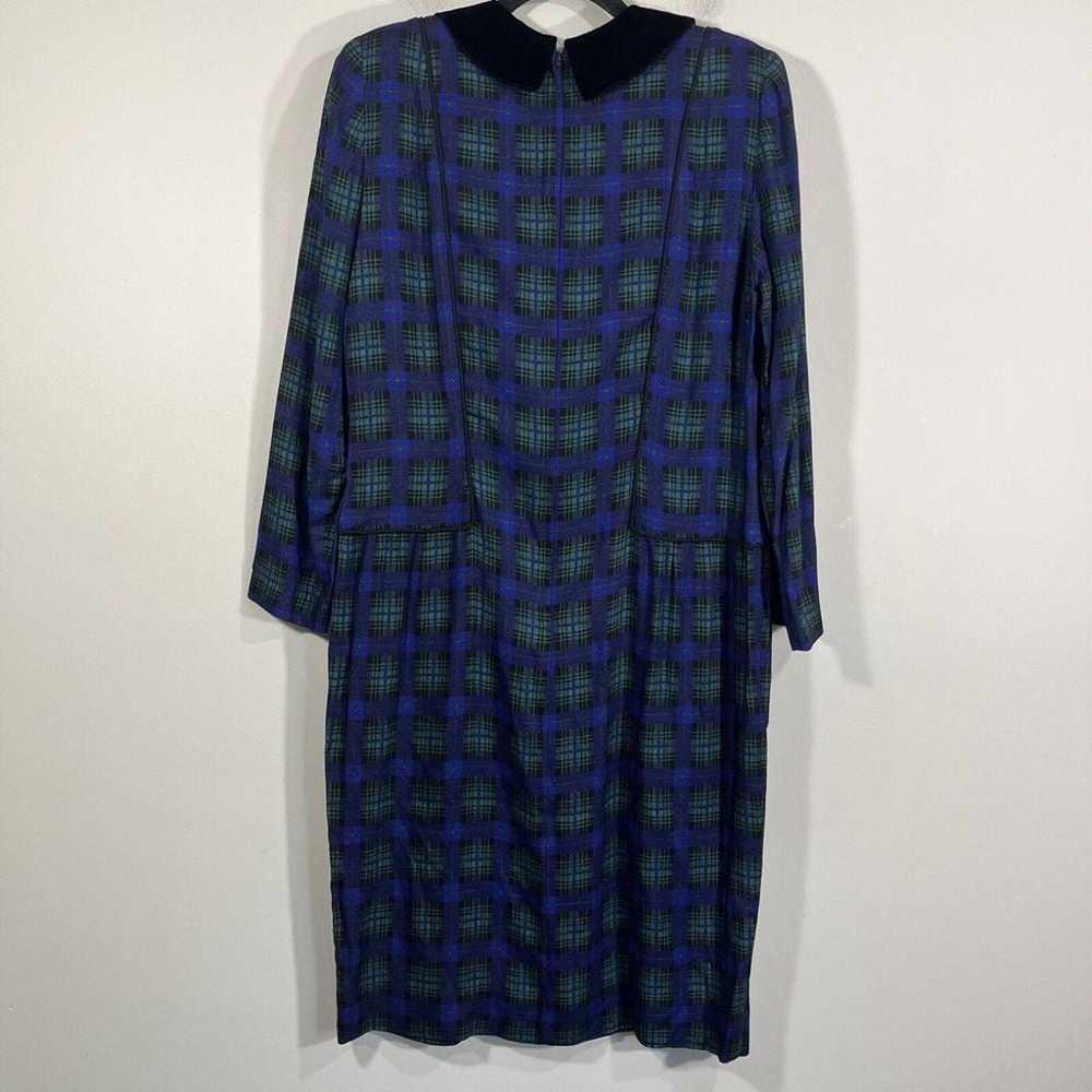 Vintage Talbots Blue Green Tartan Plaid Dress Bla… - image 9