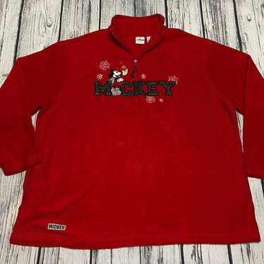 Vintage Mickey Embroidered Disney Plus Red Pullov… - image 1