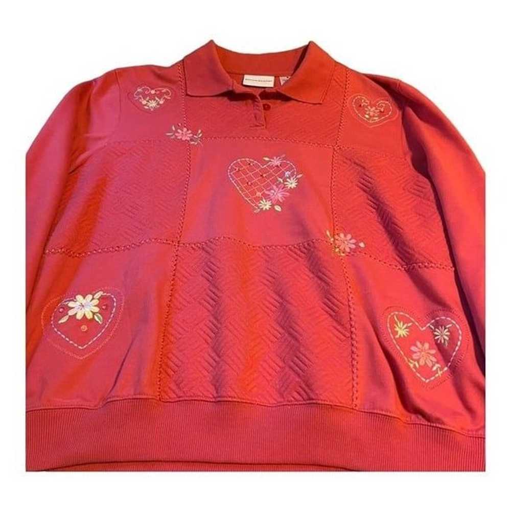 Alfred Dunner Red Sweater Top Sweatshirt XL Embro… - image 2