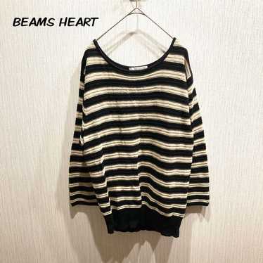 Beams Heart Long Sleeve Border Knit Women's Cut an