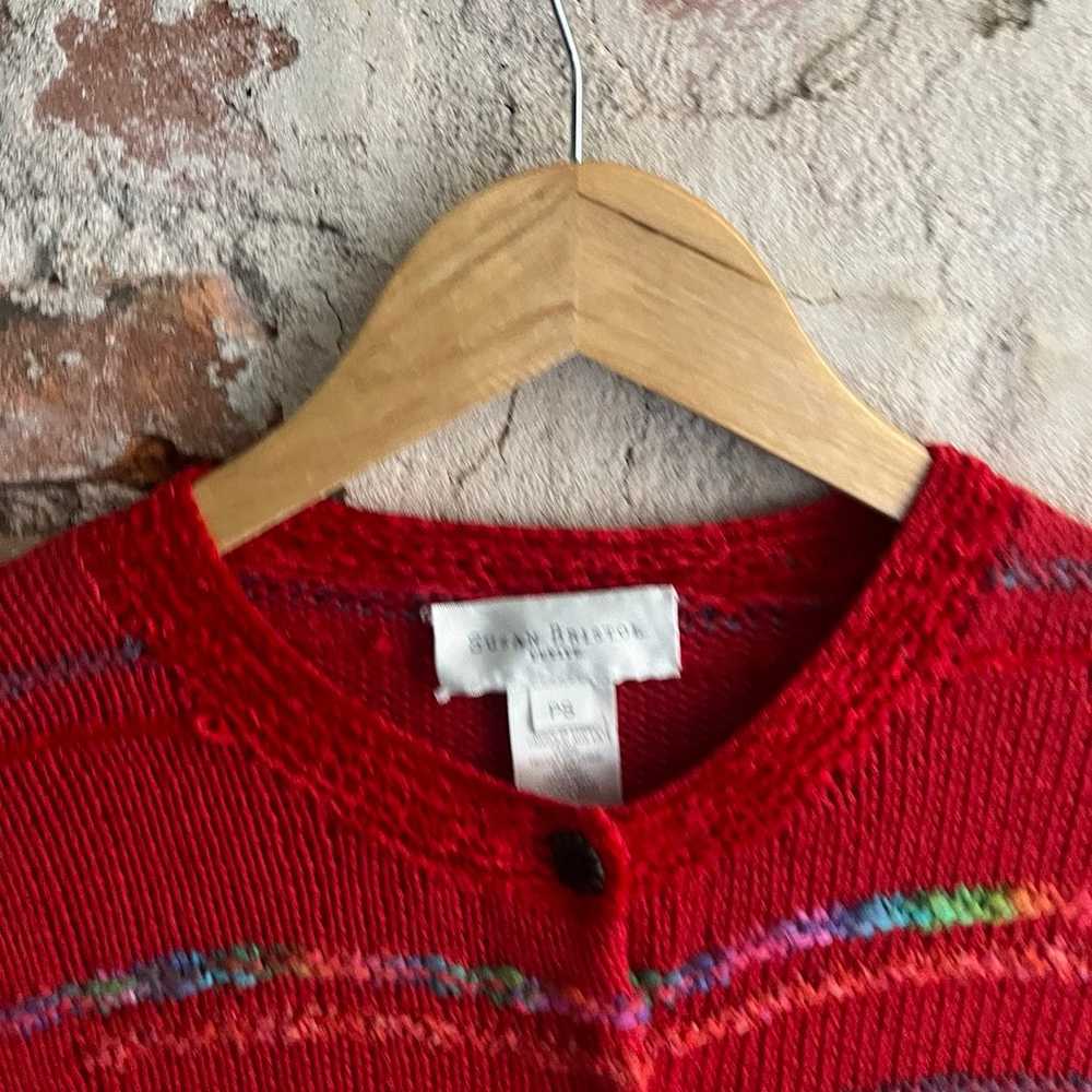 Vintage Susan Bristol Red Sunflower Cardigan Swea… - image 7