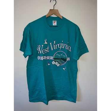 Jerzees 90s Vintage WV West Virginia Graphic Teal 