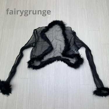 fairygrunge Sheer Faux Fur Cardigan