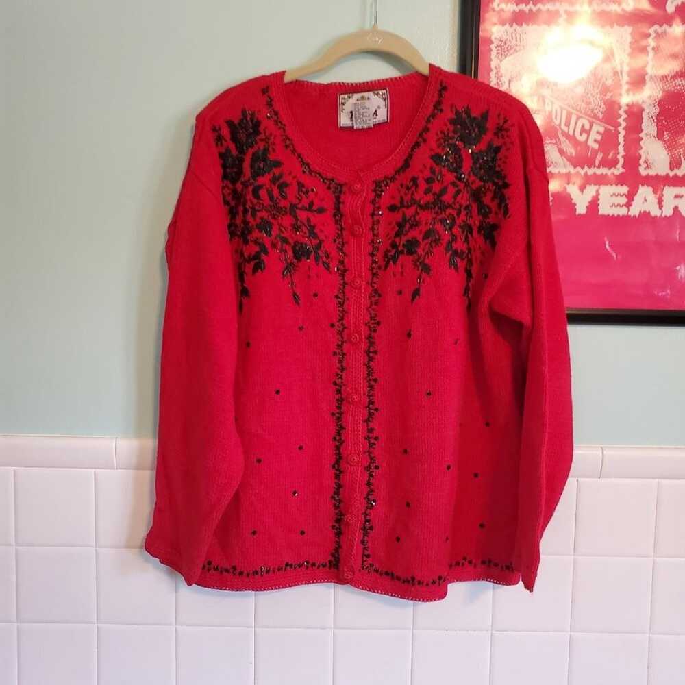 Vintage Tiara International 2001 Y2K Red Knit Bla… - image 2