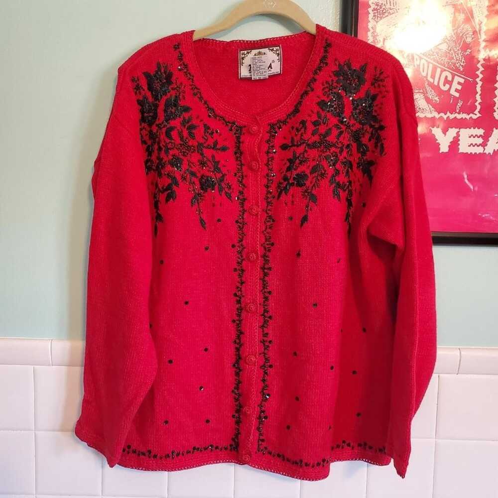 Vintage Tiara International 2001 Y2K Red Knit Bla… - image 3