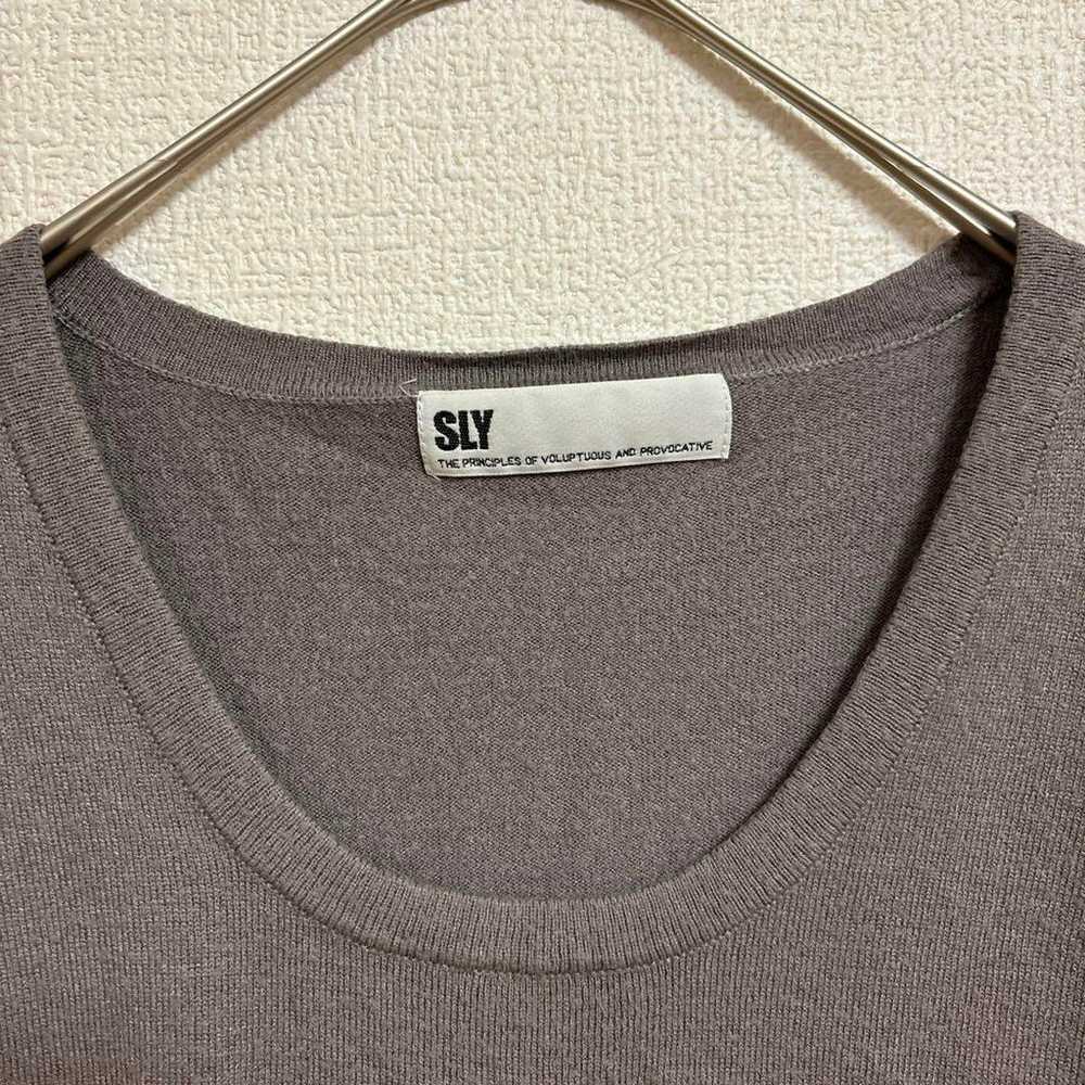 SLY SLY Sweater Cut T-shirt Knit Border Long Slee… - image 3