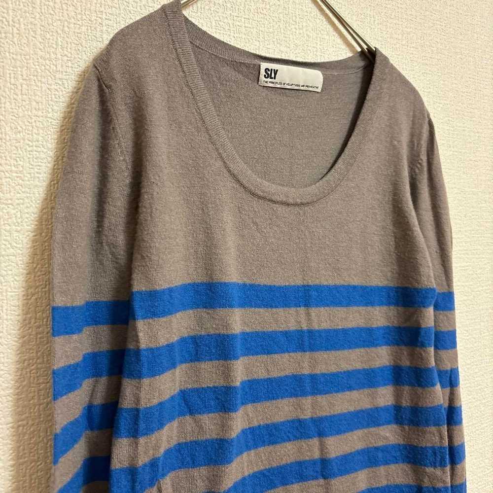 SLY SLY Sweater Cut T-shirt Knit Border Long Slee… - image 4