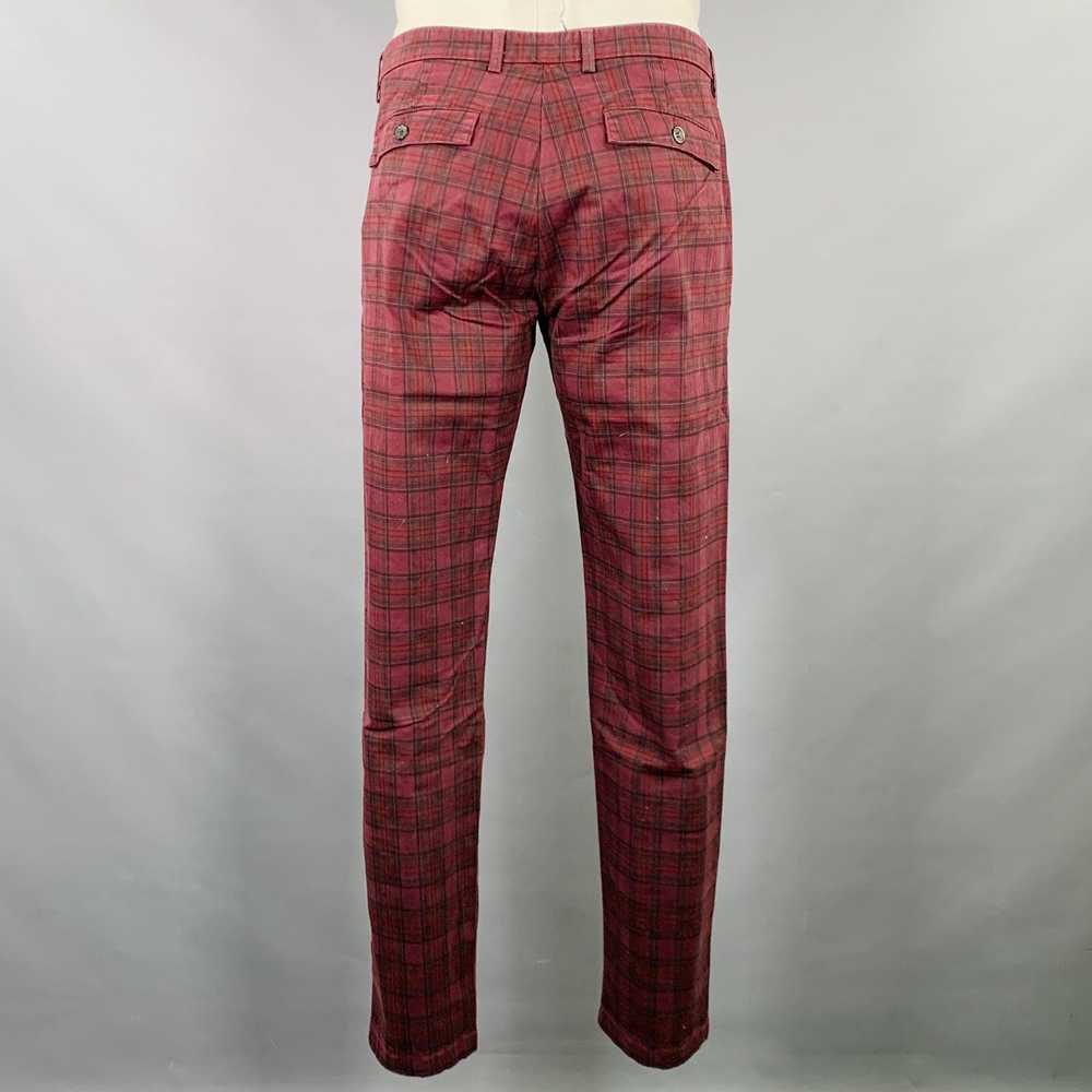 Other Burgundy Black Plaid Cotton Casual Pants - image 3