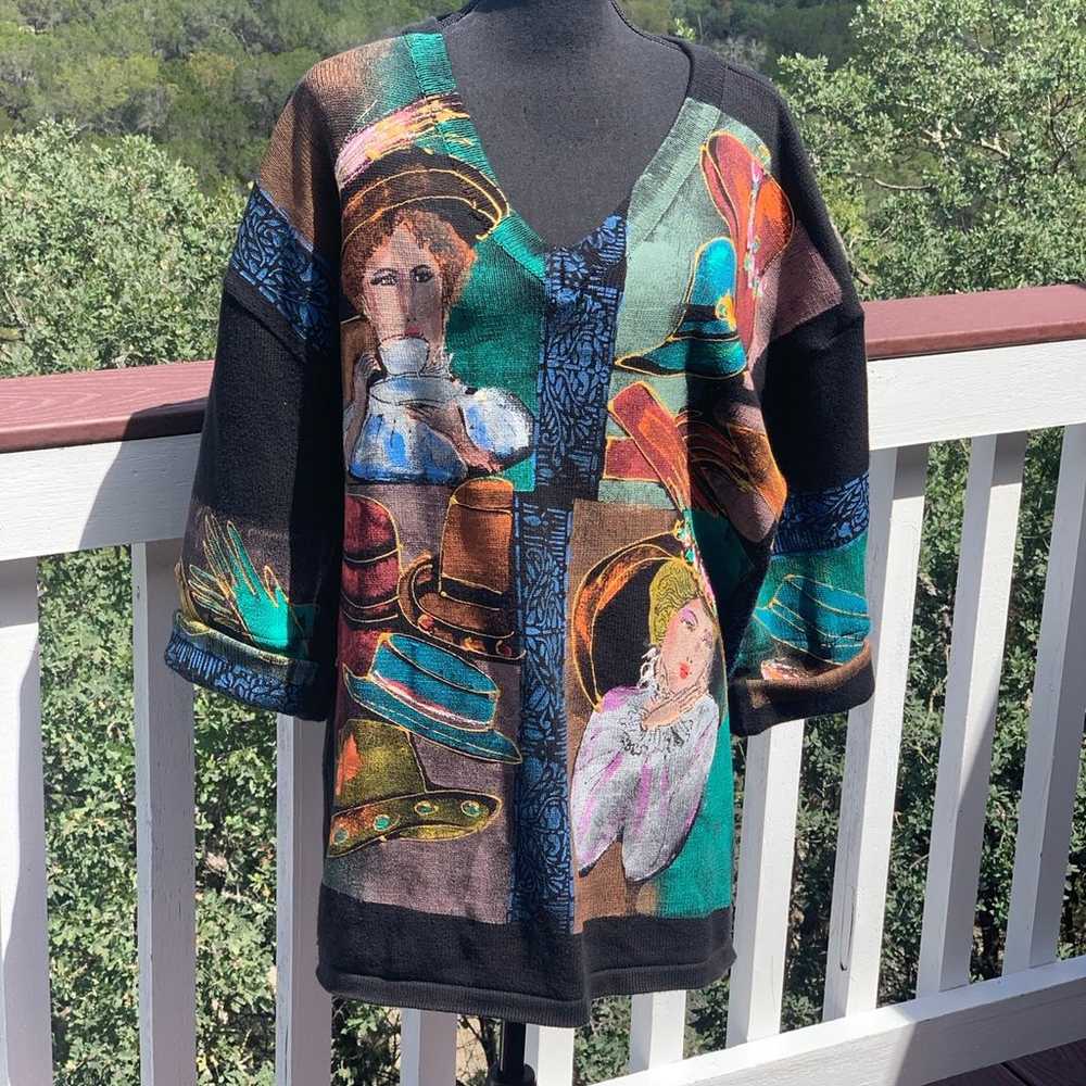 Vintage Marguerita Painted Graphic Sweater - image 1