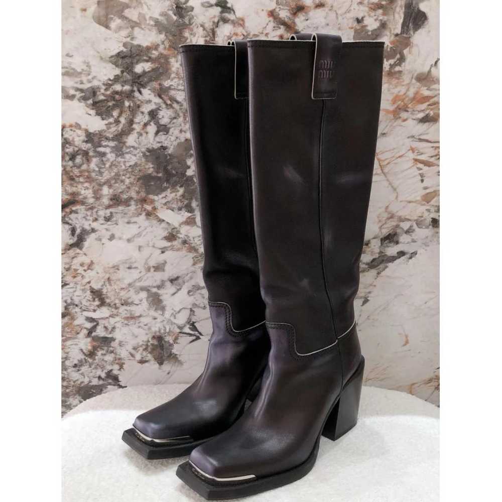 Miu Miu Leather riding boots - image 2