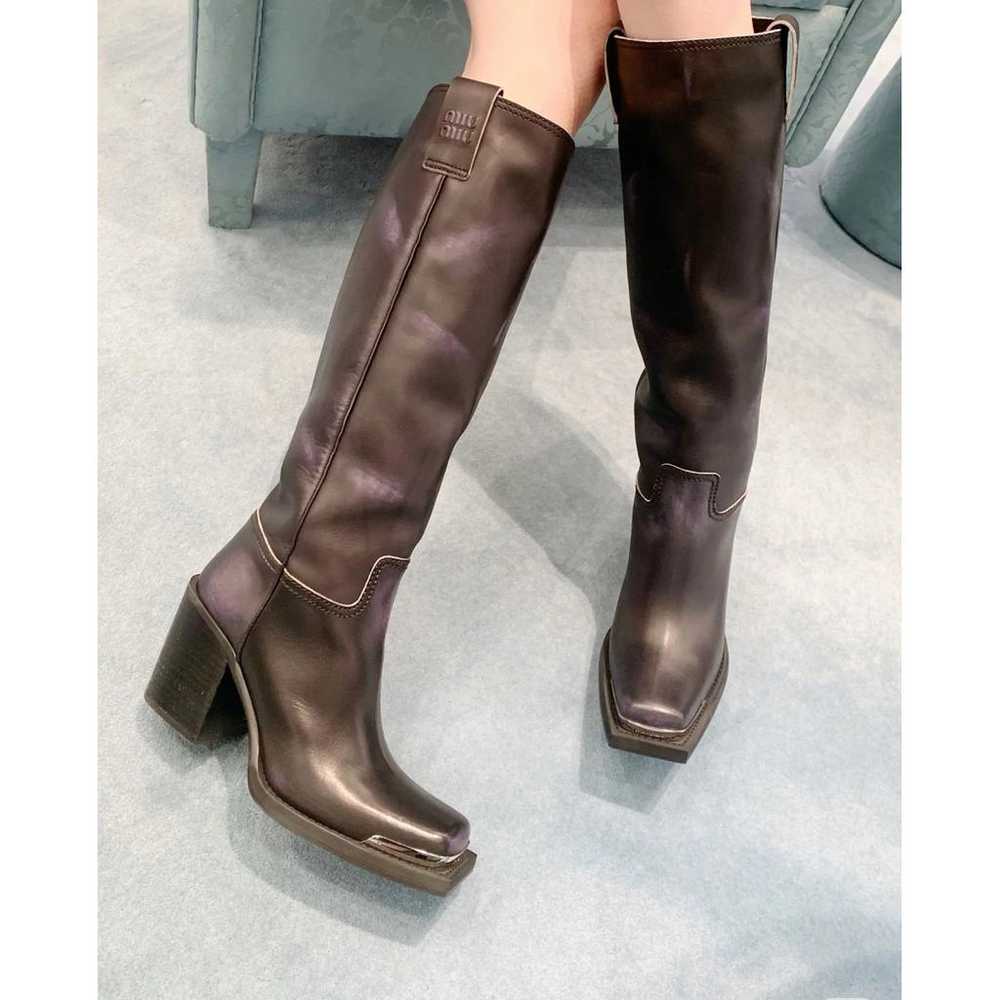 Miu Miu Leather riding boots - image 7