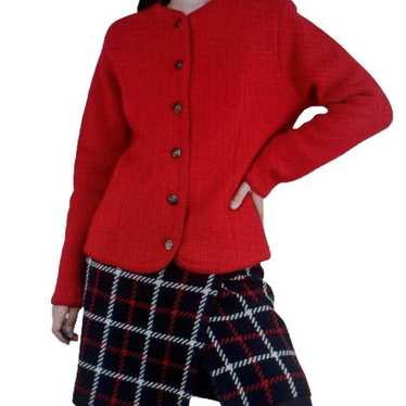 Vintage Tally Ho Red Cardigan Jacket 100 % Boiled… - image 1