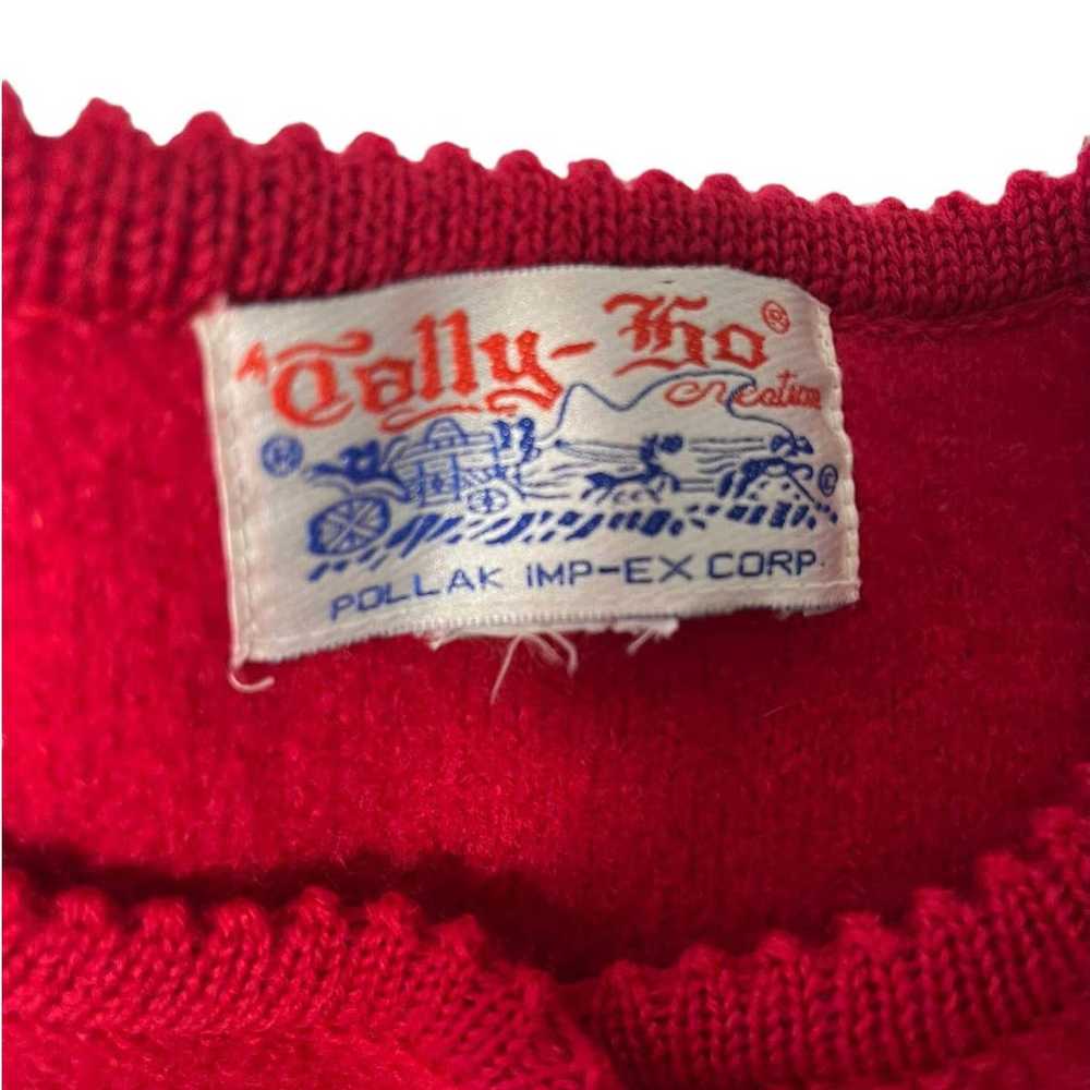 Vintage Tally Ho Red Cardigan Jacket 100 % Boiled… - image 4