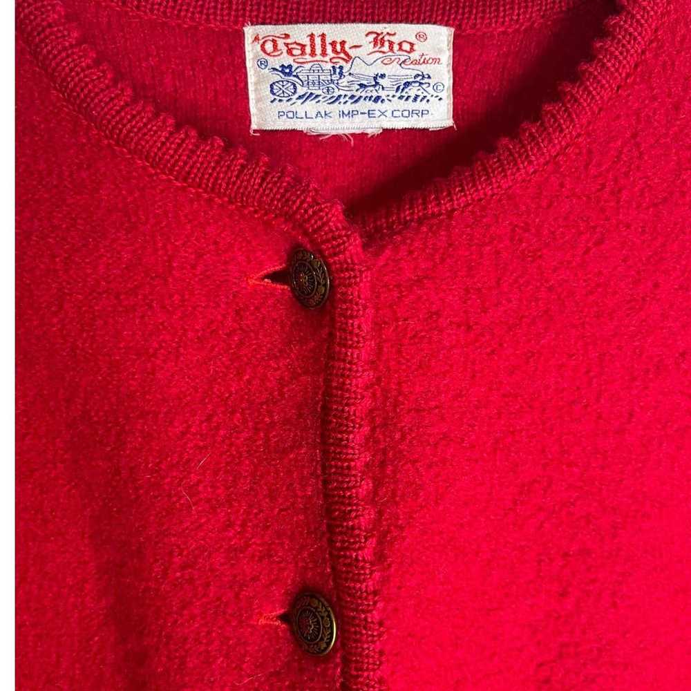 Vintage Tally Ho Red Cardigan Jacket 100 % Boiled… - image 6